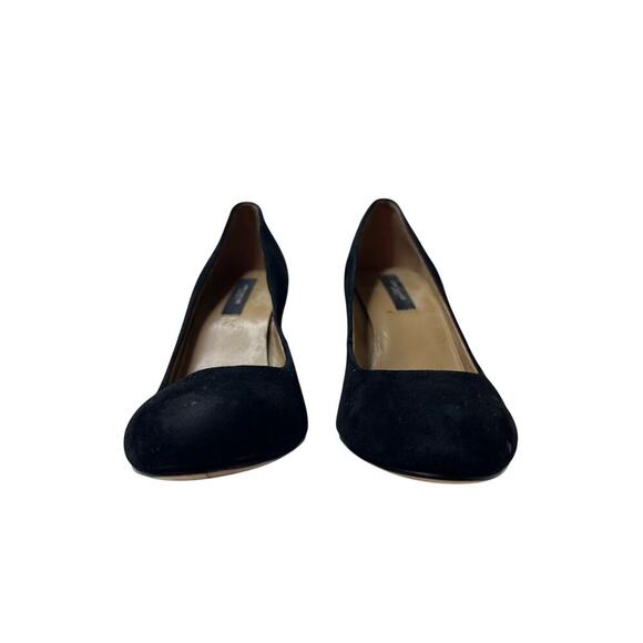 Ann Taylor Size 8 Black Suede Sparkle Glitter Block Heel Cocktail Office Party - Picture 4 of 11
